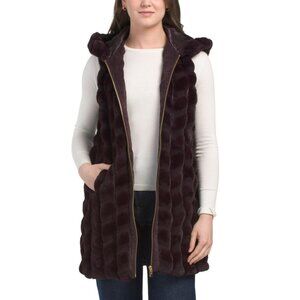 VIA SPIGA Burgundy Faux Fur Vest